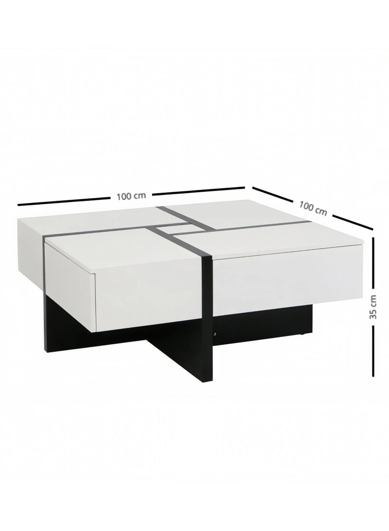 Concent Modern Geometric Coffee Table - A Luxury Blend Between Black and White - Image 4